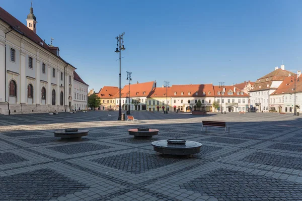 Gran Plaza Sibiu Justo Antes Del Atardecer Famosa Atracción Turística — Foto de Stock