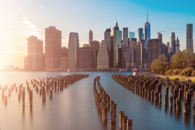 gün batımından önce aşağı manhattan çarpıcı manzarası