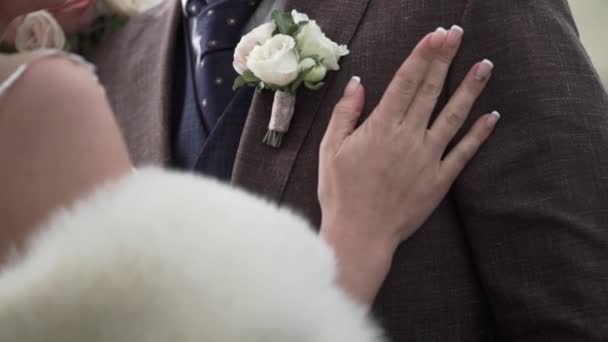 Bride embracing groom — Stock Video