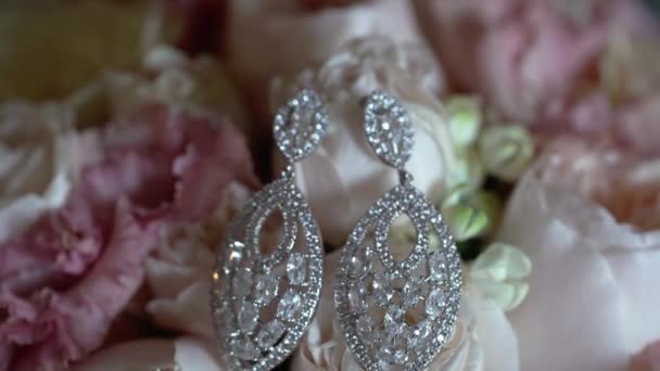 Boucles d'oreilles et bouquet de roses — Video