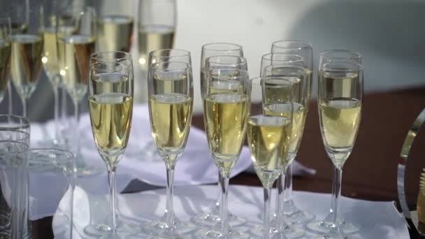 Glasses with champagne — Stock Video