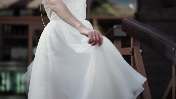 Young bride circling outdoors — Stock Video