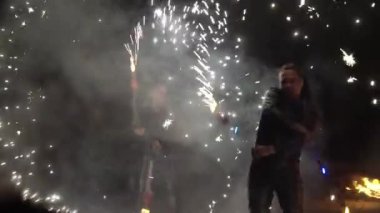 Saint-Petersburg, Rusya-28 Haziran 2018: Gösteri ateşle