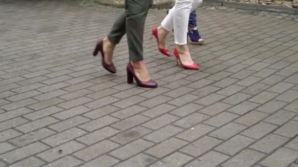 Frauen in Stöckelschuhen gehen — Stockvideo