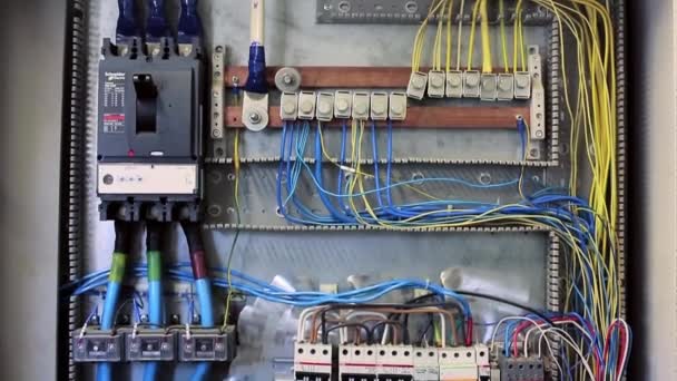 SOCHI, RUSSIA - SEPTEMBER 22, 2012: Electric on factory industrial machinery — Stock Footage SOCHI, RUSSIA - SEPTEMBER 22, 2012: Electric on factory industrial machinery Stock Footage