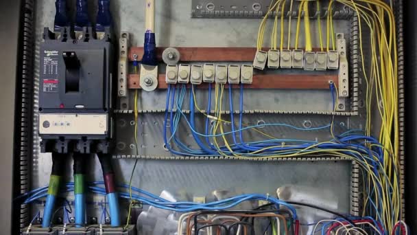 SOCHI, RUSSIA - SEPTEMBER 22, 2012: Electric on factory industrial machinery — Stock Footage SOCHI, RUSSIA - SEPTEMBER 22, 2012: Electric on factory industrial machinery Video Clip