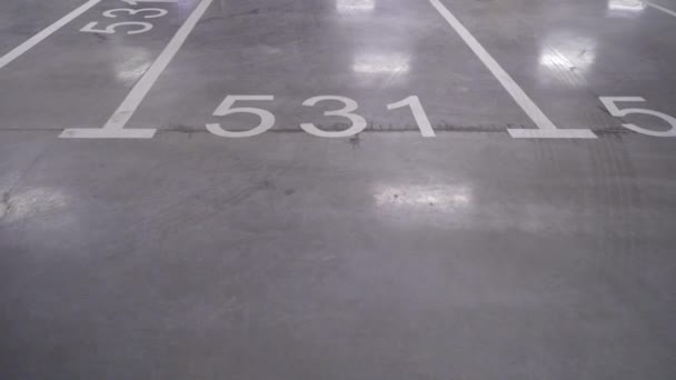 Empty Underground Parking Garage Cars — Stock Video