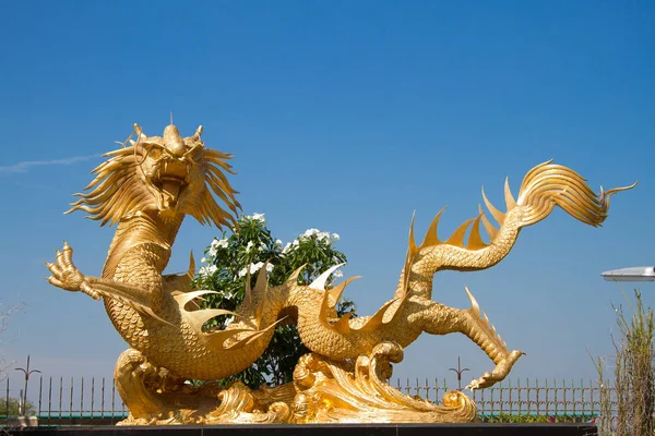 Bangkok, Tayland - 20 Aralık 2010: Altın ejderha heykeli