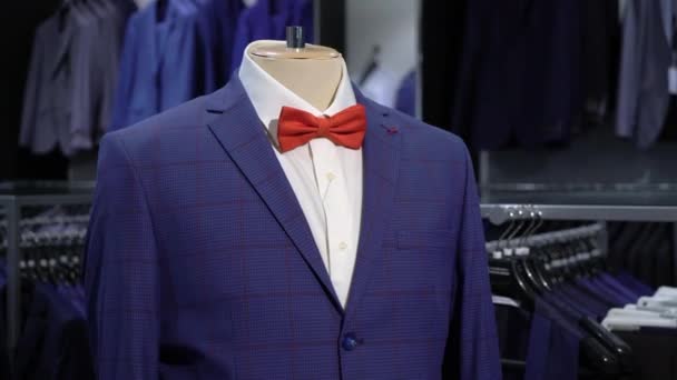 Costume de mode homme de luxe affichant sur mannequin — Video