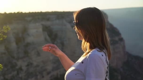 Nő sétál a Grand Canyon — Stock videók