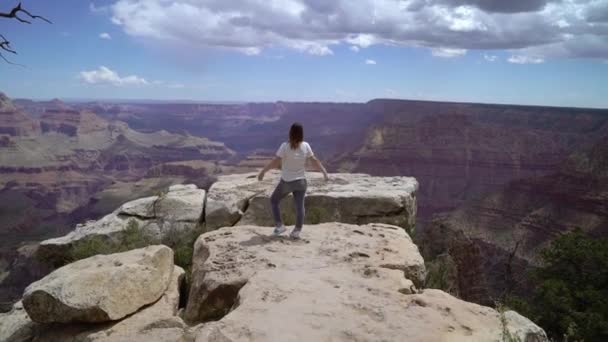 Woman walking in Grand Canyon — Stok video