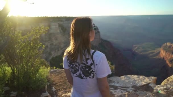 Woman walking in Grand Canyon — Αρχείο Βίντεο