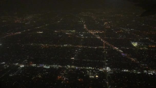 Night city lights aerial — Stock Video