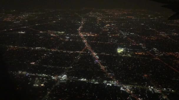 夜の街のライト空中 — ストック動画