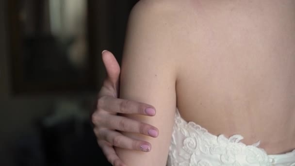 Bride touching herself — Stock Video