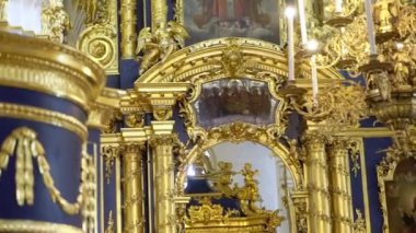 Saint-Petersburg, Rusya - 10 Haziran 2019: Hıristiyanlık katedrali iç