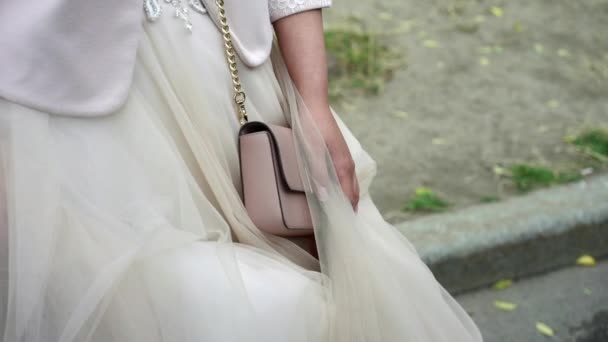 Bride with bag — Stock Video