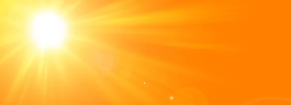 Zonnige Zomer Achtergrond Met Felle Zon Een Oranje Achtergrond — Stockfoto