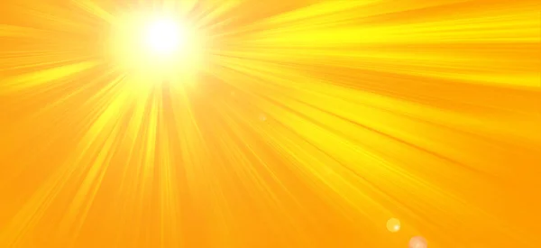 Solig Sommar Bakgrund Med Den Ljusa Solen Orange Bakgrund — Stockfoto