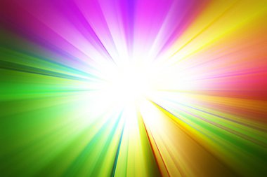 Radyal degrade arka planda parlak bir gökkuşağı patlaması. Illüstrasyon