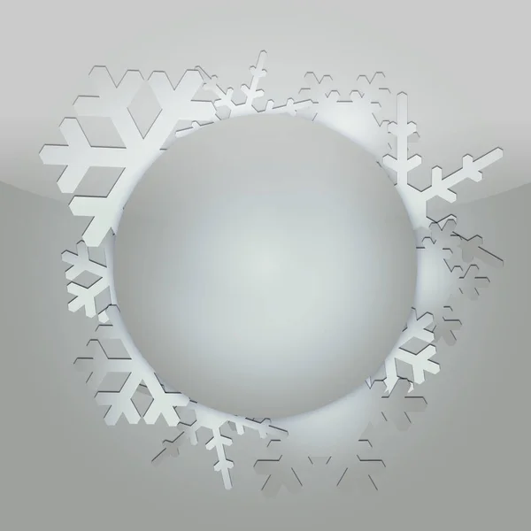 Świąteczna Kartka Srebrnym Krojem Dekoracyjnym Wieńcem Płatkami Śniegu Szablon Kartki — Zdjęcie stockowe