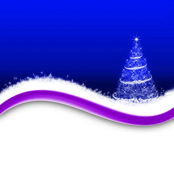 Albero Natale Stilizzato Sfondo Blu Con Spazio Sottostante Testo — Foto Stock