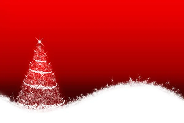 Albero Natale Stilizzato Sfondo Rosso — Foto Stock