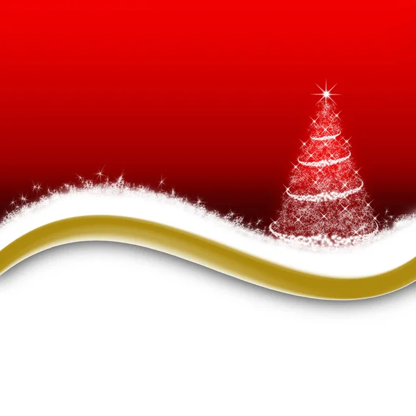 Albero Natale Stilizzato Sfondo Rosso Con Spazio Sottostante Testo — Foto Stock