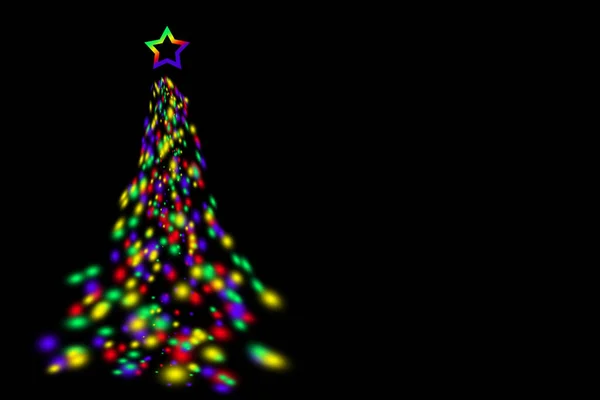 Lumières Colorées Arbre Noël Sur Fond Noir — Photo