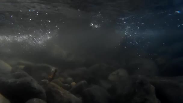 L'acqua del fiume che scorre tra le pietre — Video Stock