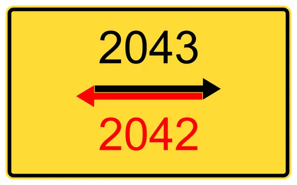 2043 2042 Nuevo Año 2043 2042 Nuevo Año Una Valla — Foto de Stock