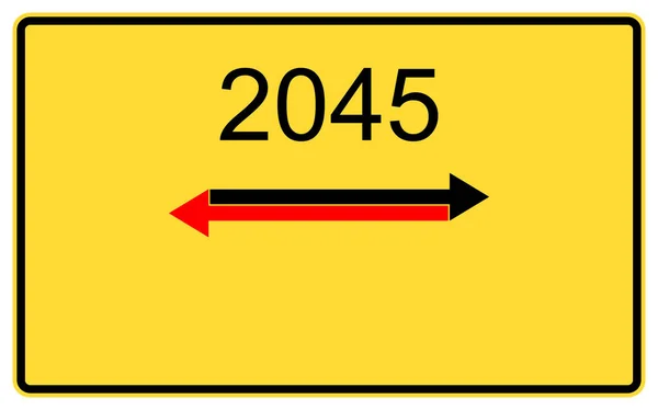 2045 Año Nuevo 2045 Año Nuevo Una Valla Publicitaria Amarilla — Foto de Stock