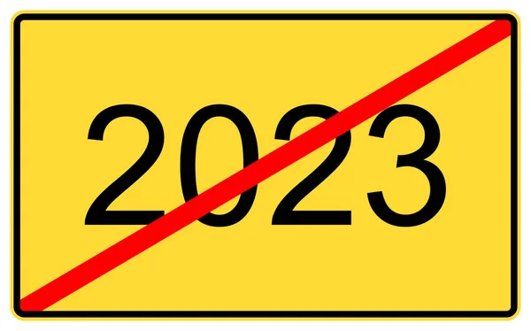 2023 Año Nuevo 2023 Año Nuevo Una Valla Publicitaria Amarilla — Foto de Stock