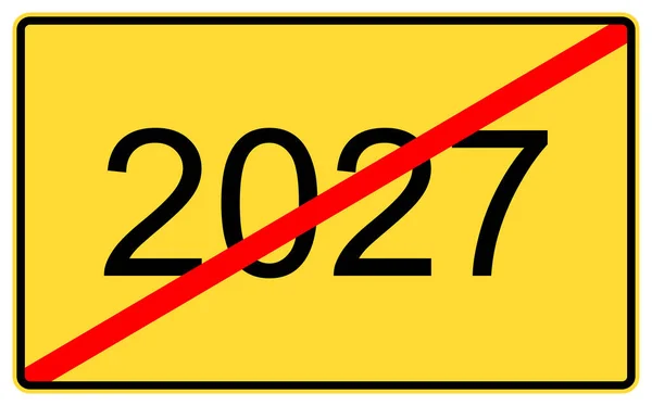 2027 Año Nuevo 2027 Año Nuevo Una Valla Publicitaria Amarilla — Foto de Stock
