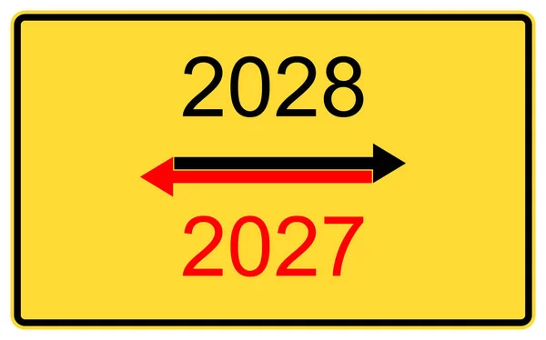 2028 2027 Nuevo Año 2028 2027 Nuevo Año Cartel Amarillo — Foto de Stock