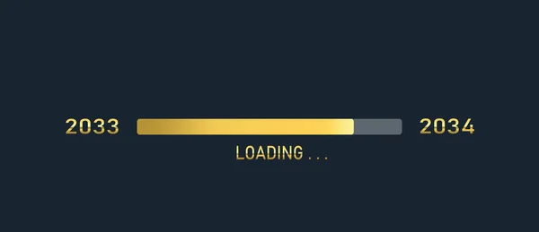 Golden Loading Progress Bar 2033 2034 Boldog Évet Elszigetelt Sötét — Stock Fotó