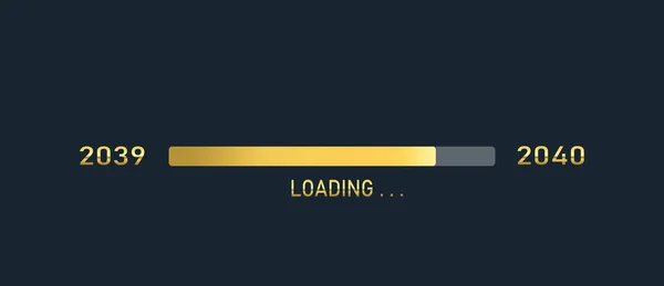 Golden Loading Progress Bar 2039 2040 Boldog Évet Elszigetelt Sötét — Stock Fotó