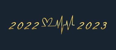 2022,2023 with heart and heart rate Ecg.health context 2022,2023.2022, 2023 new year. clipart
