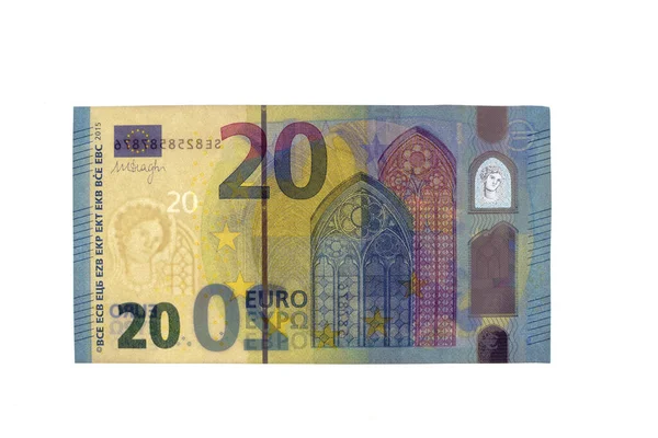 Billete Euros Visto Fondo Blanco Billete Euros Fondo Blanco — Foto de Stock