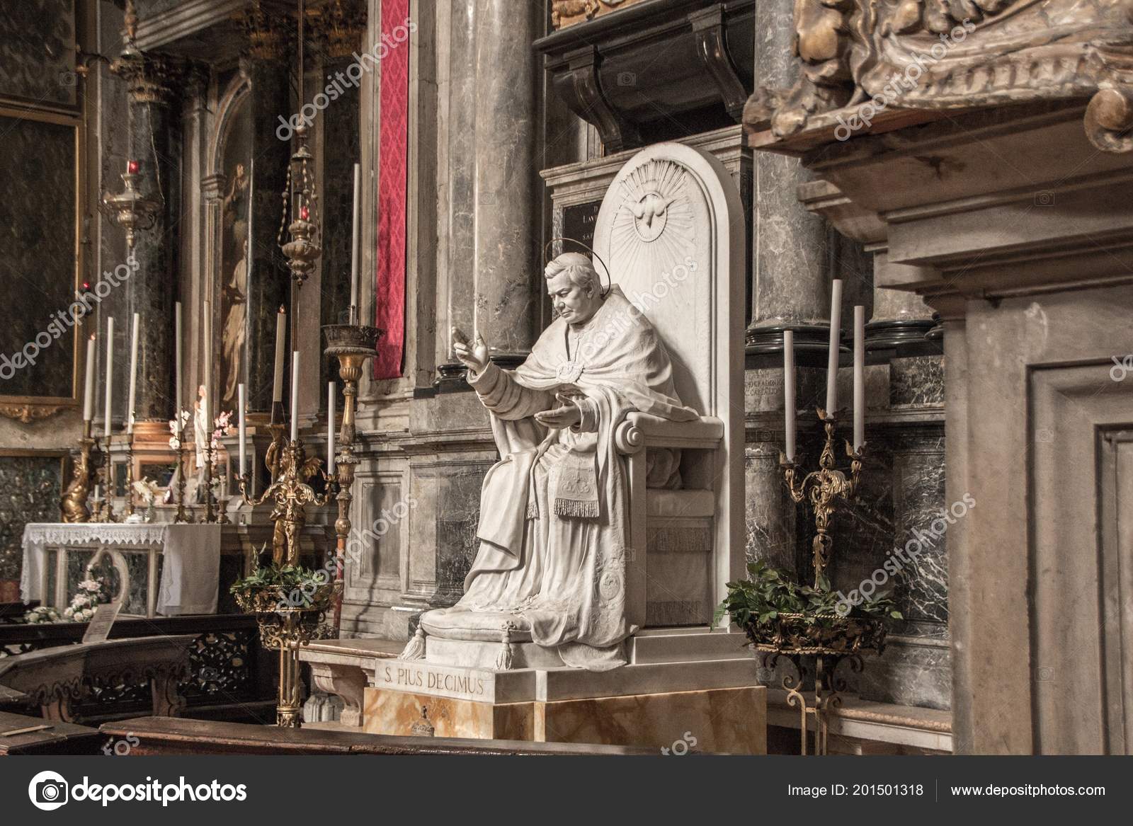 Venice Italy September 2017 Statue Pope Pius Church San - 