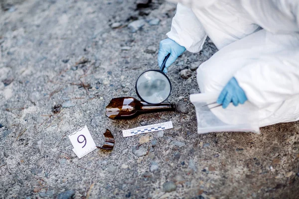 De onderzoek van de scène van het misdaad - verzamelen van gegevens — Stockfoto