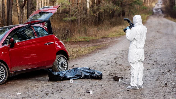 De onderzoek van de scène van het misdaad - verzamelen van gegevens — Stockfoto