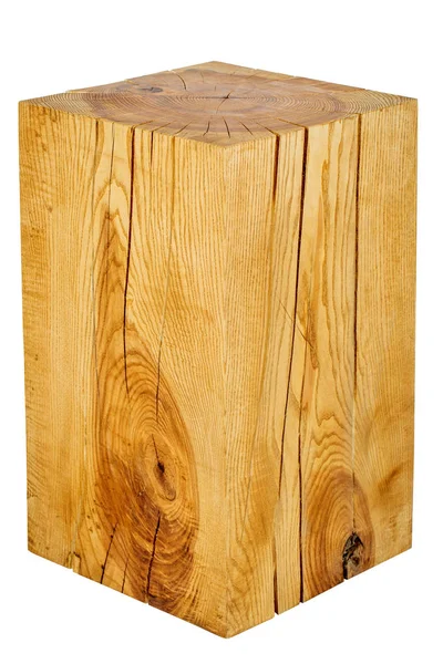 Toco de madeira isolado no fundo branco — Fotografia de Stock