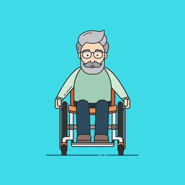 Ilustracja stary człowiek na wózku inwalidzkim — Wektor stockowy