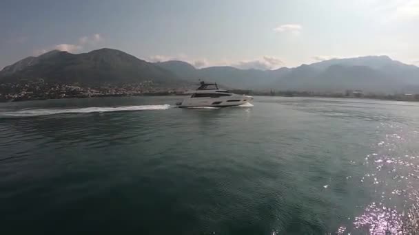 View of the sea and Montenegro from a pleasure boat — Stock Video