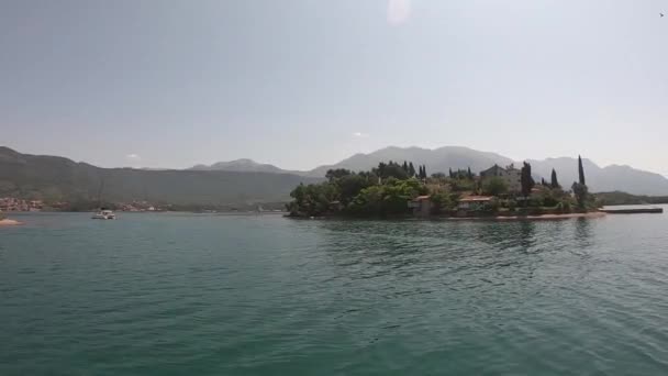 View of the sea and Montenegro from a pleasure boat — Stock Video