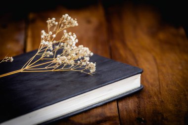 Ahşap zemin üzerine eski bir kitap