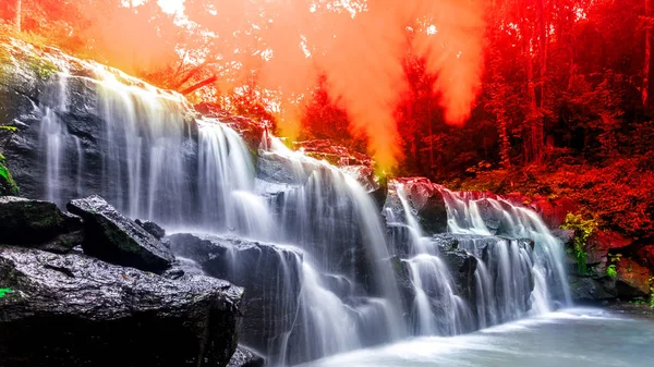 Krajobraz Fotografia Namtok Sam Lan Waterfall Piękny Wodospad Lesie Deszczowym — Zdjęcie stockowe