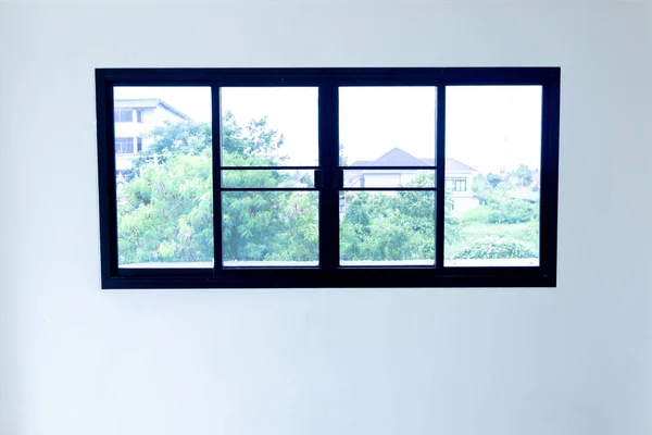 Fenster Und Tür Schwarzes Aluminium Der Wand — Stockfoto
