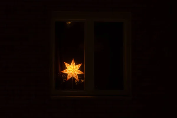 Christmas Star Lamp Window — Stock Photo, Image